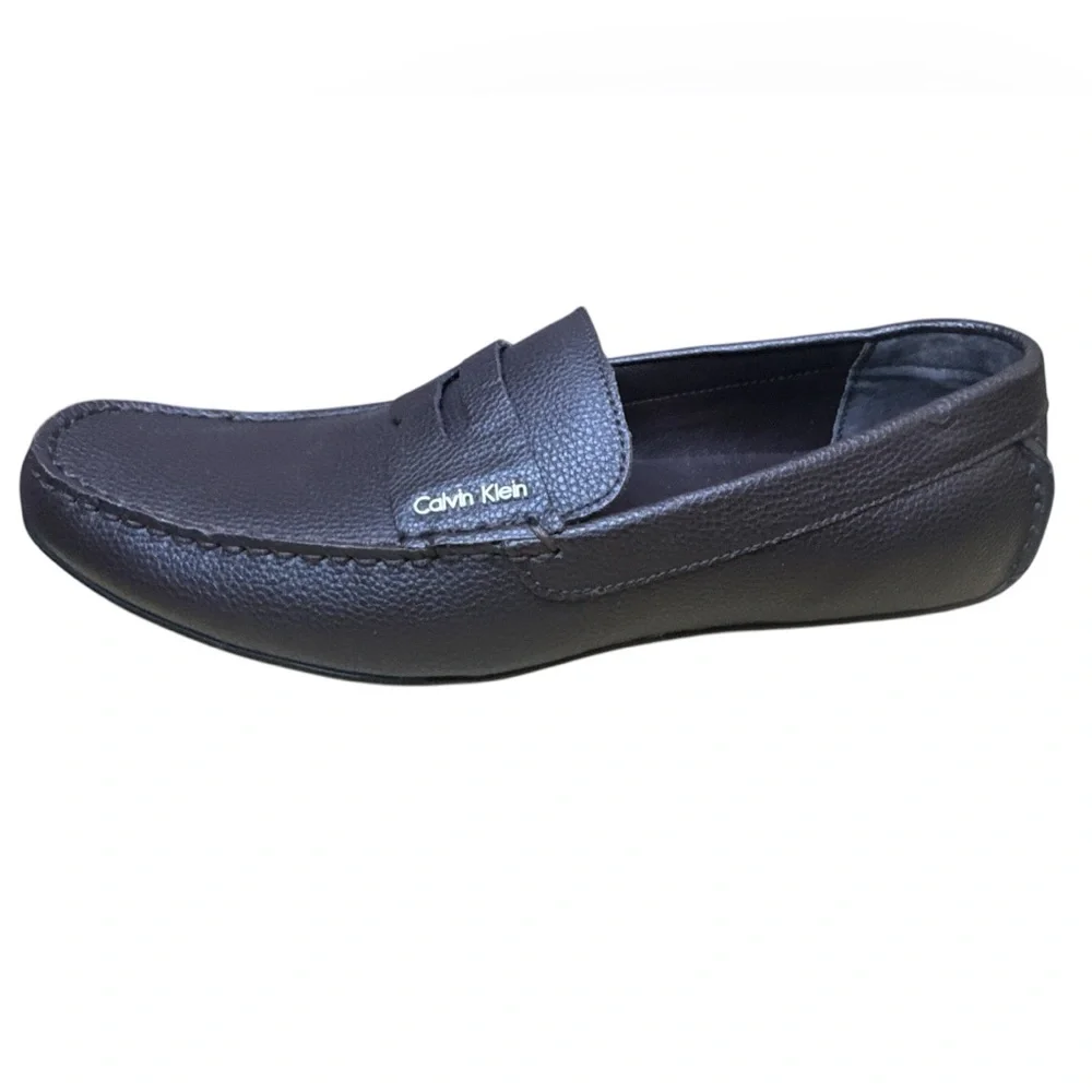 Calvin Klein Men's Pebbled Brown Leather Driving Shoes